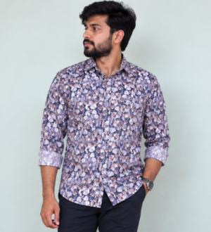 DIGITAL SATIN SMALL PINK SHADE FLORAL SHIRT