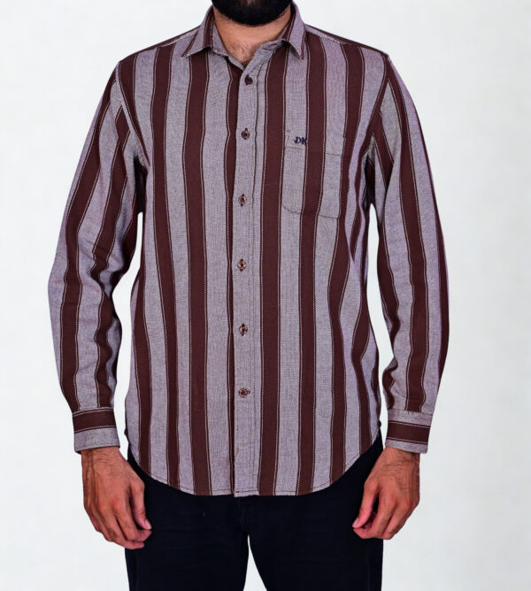 5faae3d9-9e6b-4756-b1a7-334315ecfa3d_20250807_023307_0000 TEXTURED DOBBY COTTON WITH BOLD BROWN STRIP SHIRT