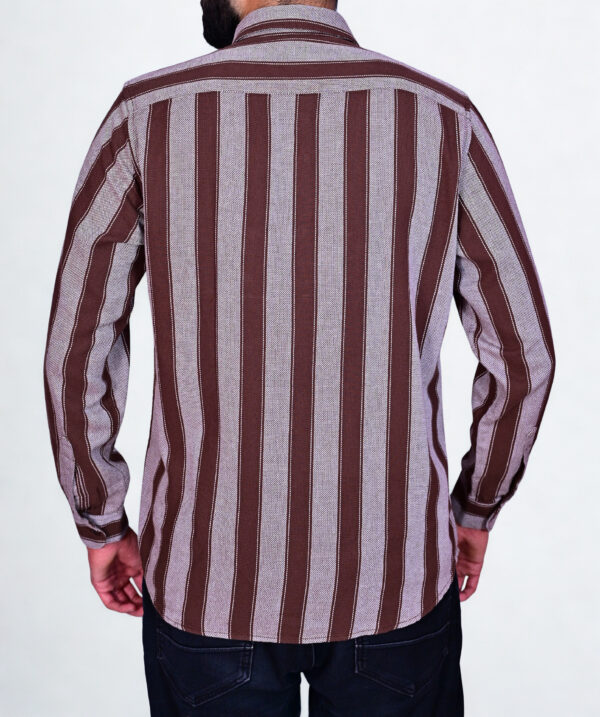 6a393924-752b-4915-8c5c-72ccc8604307_20250807_023841_0000 TEXTURED DOBBY COTTON WITH BOLD BROWN STRIP SHIRT