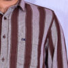 DSC_4549 TEXTURED DOBBY COTTON WITH BOLD BROWN STRIP SHIRT