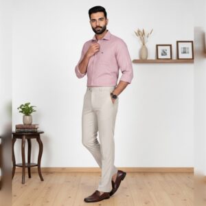 DOBBY EXTRA FINE LIGHT BEIGE SHIRT