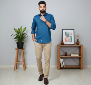 DOBBY EXTRA FINE ROYAL BLUE COLOUR SHIRT
