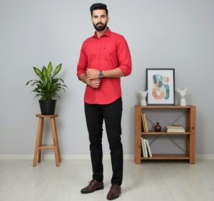 1000292143 GIZA COTTON WITH DOBBY BTEXTURE BURGANDY SHIRT