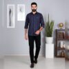 GIZA TWILL WITH BLUE BLACK STRIP SHIRT