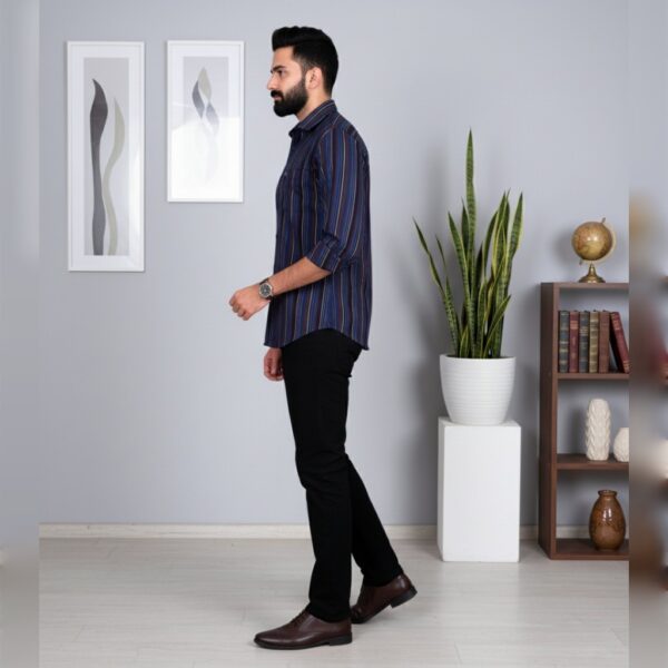 GIZA TWILL WITH BLUE BLACK STRIP SHIRT
