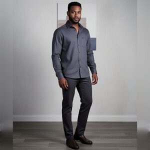 OXFORD COTTON FINE DOBBY BLEND GREY GREEN-SHIRT