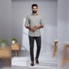 OXFORD COTTON LIGHT GREY PRINT SHIRT
