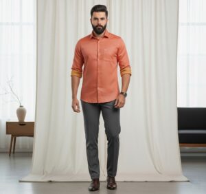 DOBBY EXTRA FINE DUAL MAROON AND GOLD SHADE SHIRT
