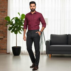DOBBY EXTRA FINE MAROON COLOUR SHIRT